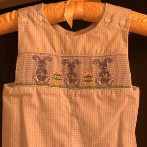 Adorable Smocked Easter Jon Jon with bunny 6mo